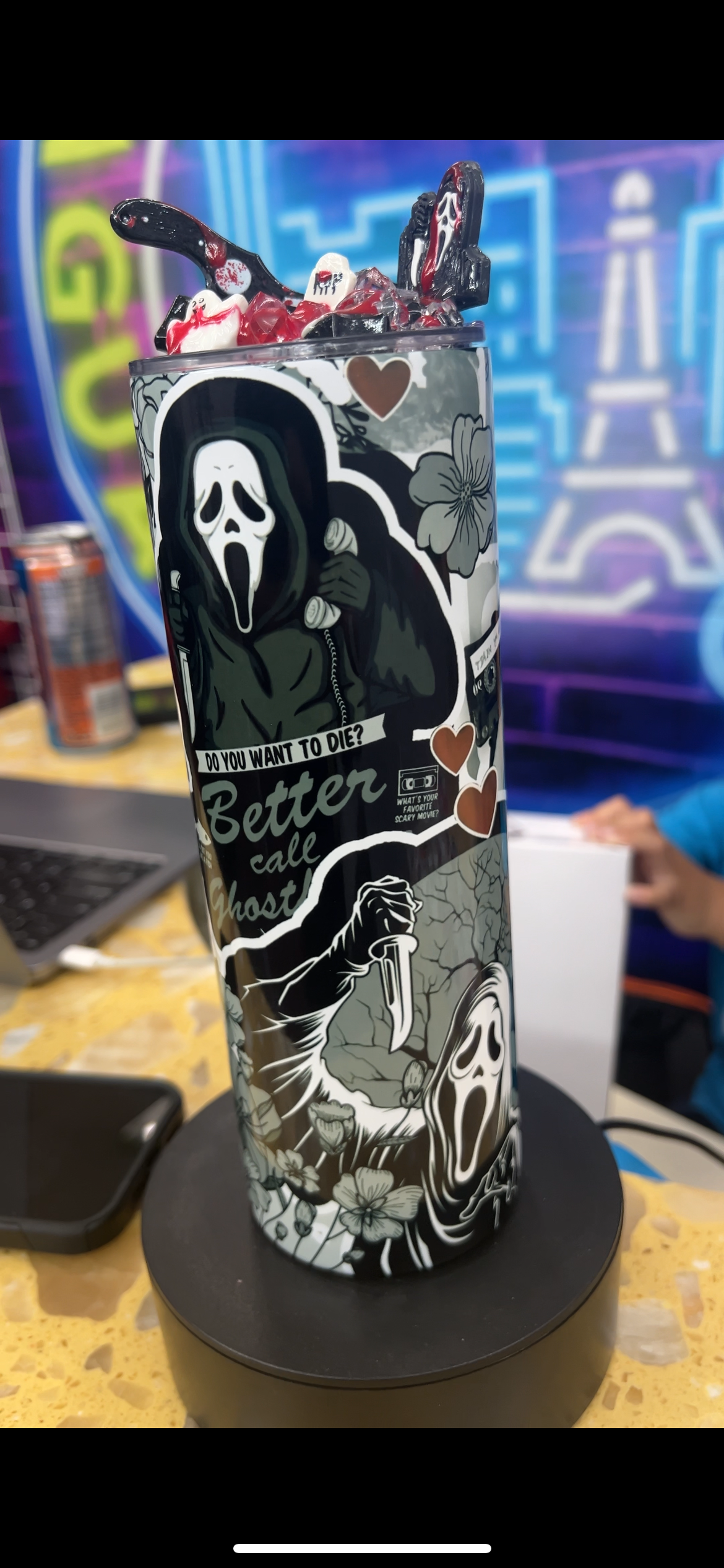 Ghostface 20oz Tumbler with Custom Lid