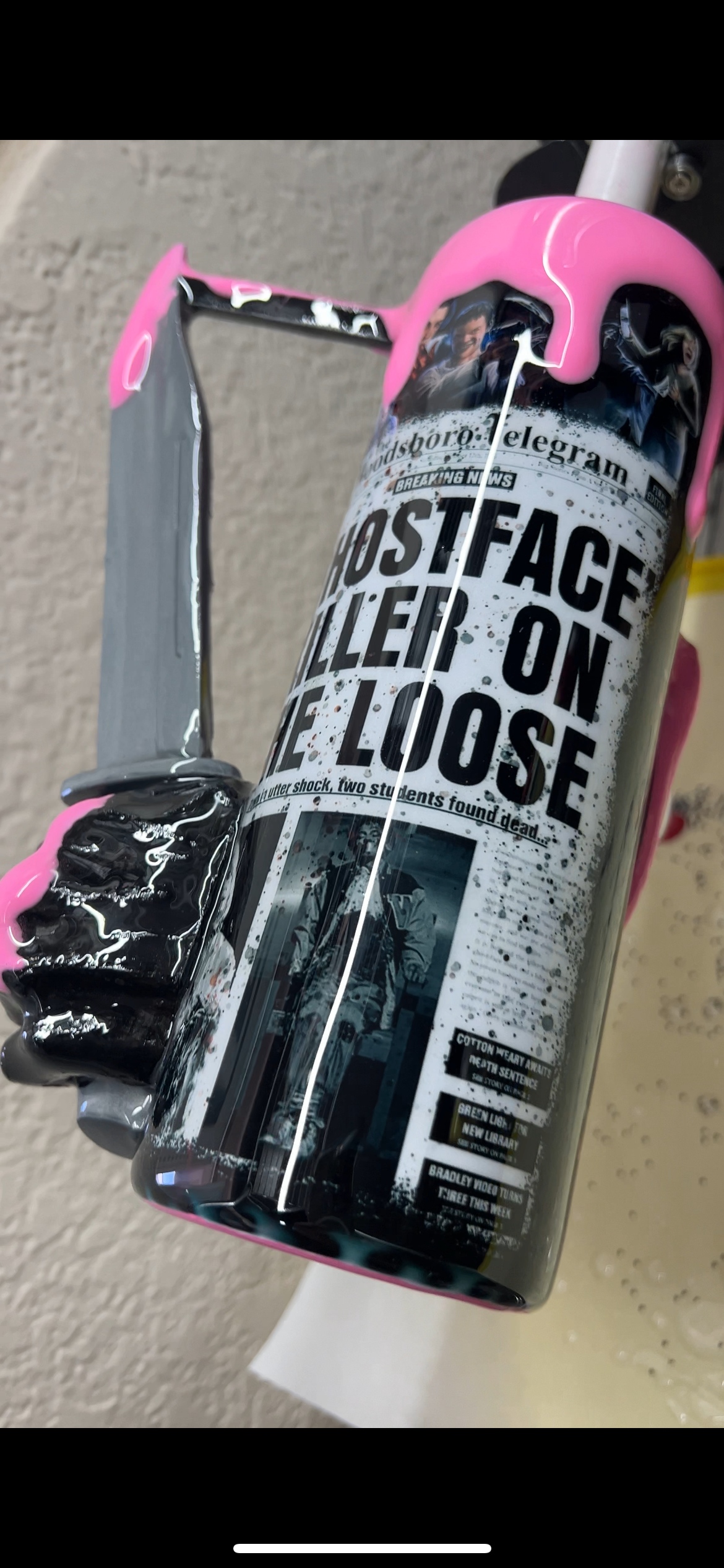 PINK Ghost Faced Killer 3d epoxy tumbler